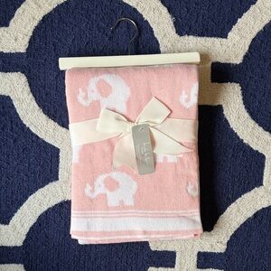 Nicole Miller Pink and White Cotton baby Blanket